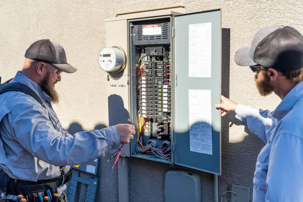 Done Rite technician installing panel for electrical services in Tucson