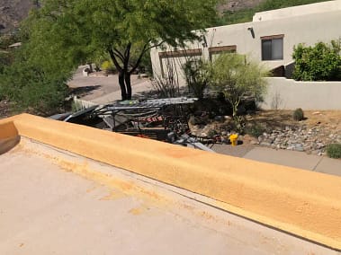 Image of a stucco roof parapet in tucson, az, after the successful stucco roof parapet repair